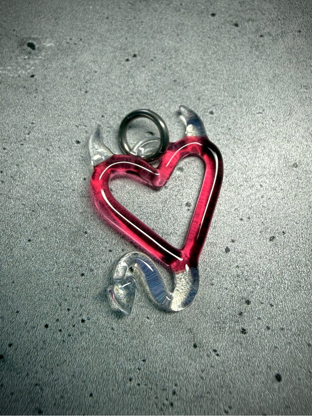 Color Shifting Glass Devil Heart Pendant by Anthea Glass 😈